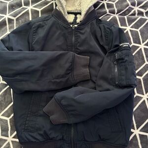 Abercrombie & Fitch Kids Navy Bomber Jacket with Hood